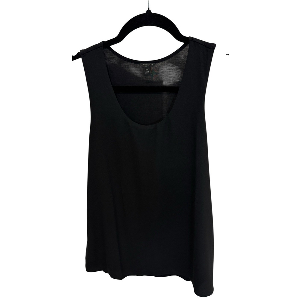 Ann Taylor Petite Black Sleeveless Blouse XSP Shell Top - Picture 3 of 4